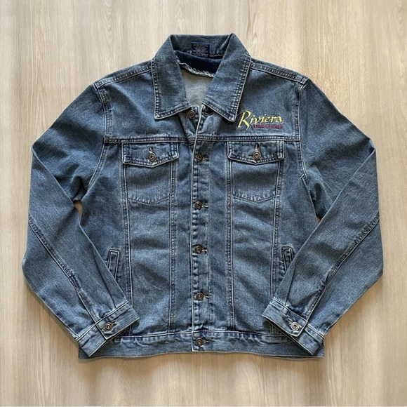 Vintage Other - Vintage 90s Riviera Casino Las Vegas Denim Trucker Jean Jacket
Mens Medium